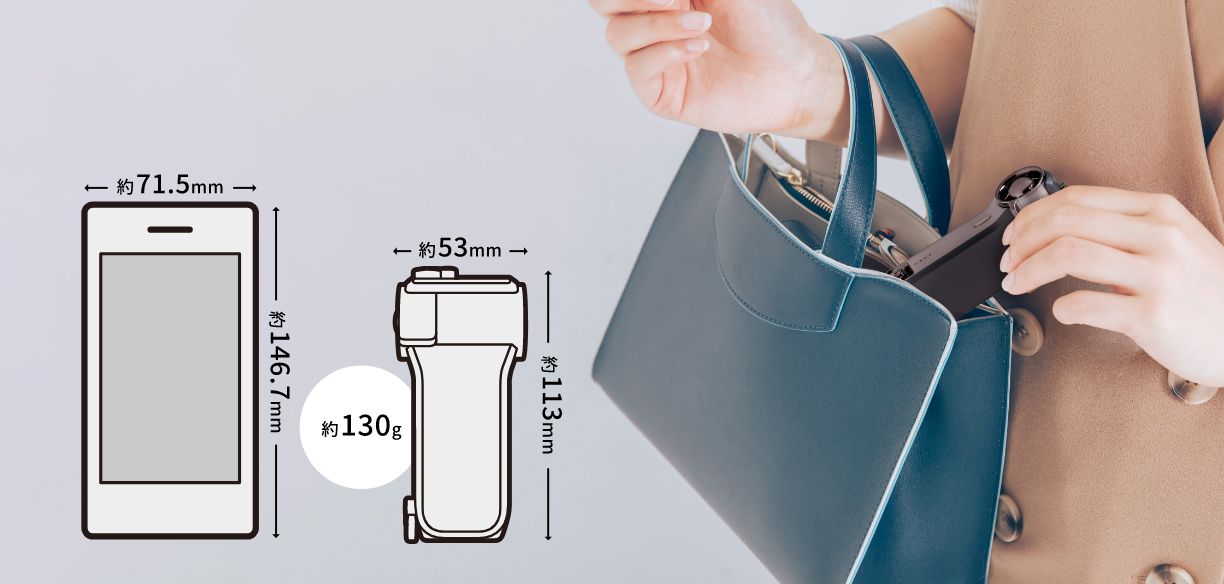 手のひらサイズの軽量・薄型設計